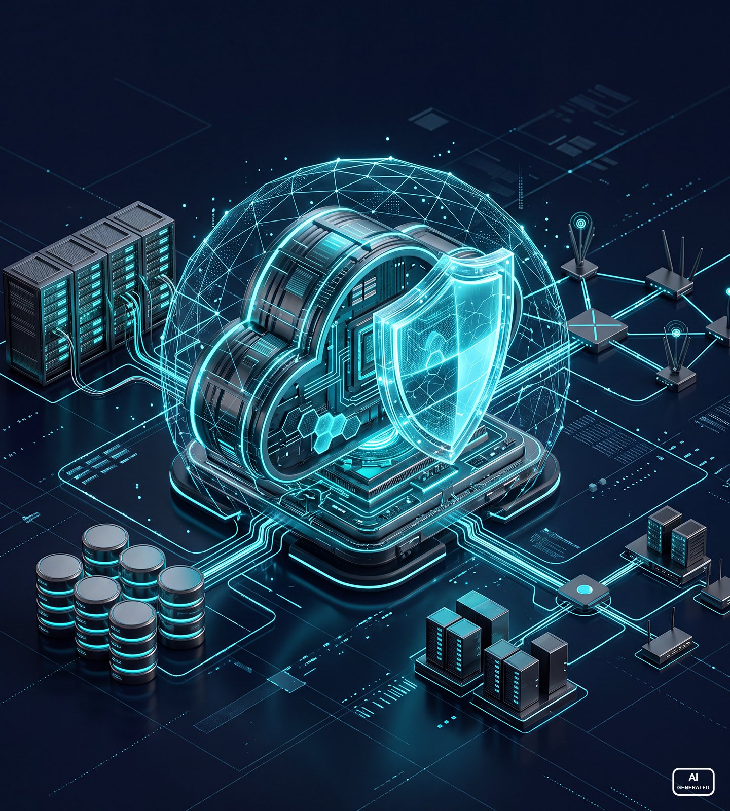 Geschützte Cloud-Infrastruktur mit Sicherheitsmechanismen und vernetzten IT-Systemen